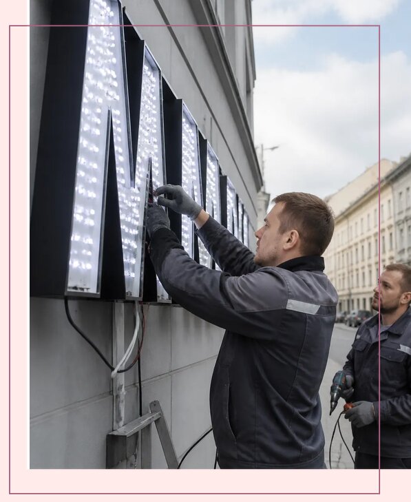 Изготовление и монтаж светодиодных LED вывесок в Казани